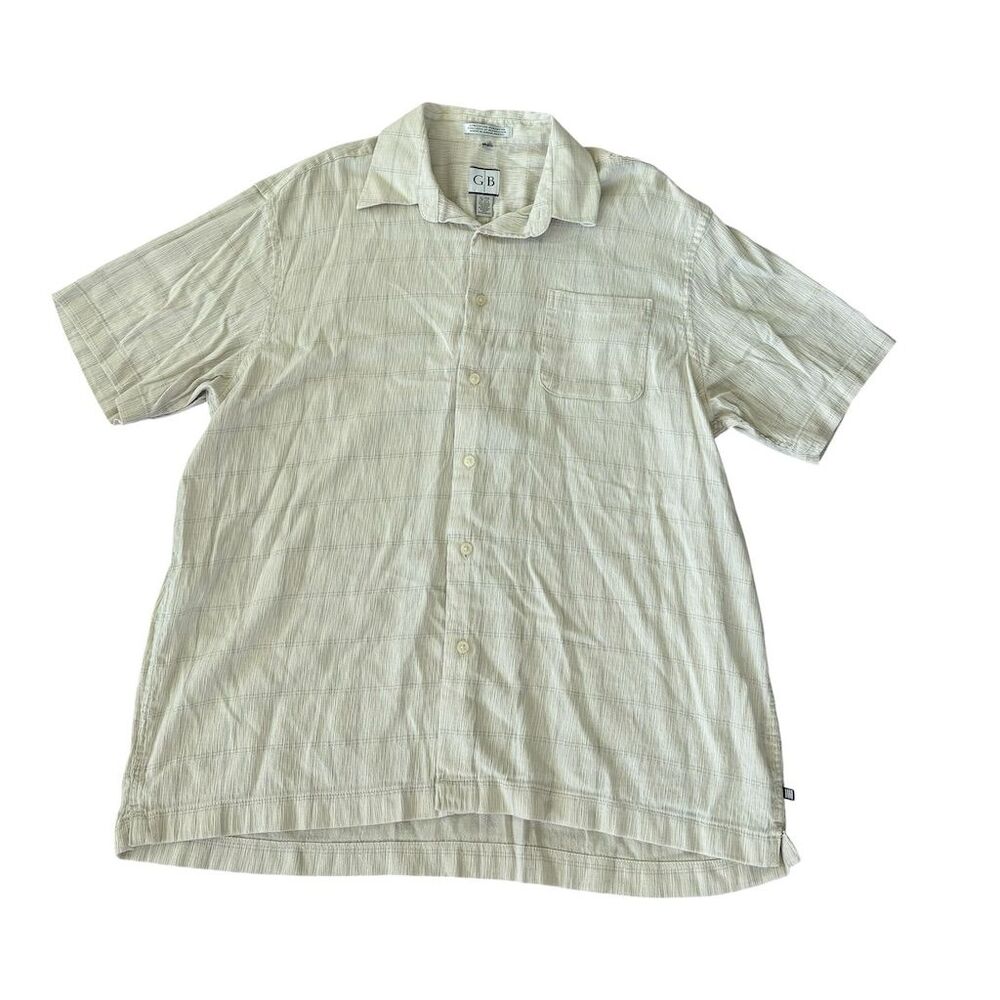 Geoffrey Bean Men's XL Beige‎ Short Sleeve Button-Up Casual Shirt